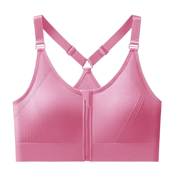 Front Zipper Sports Bras for Women, Wirefree Post Surgery Bra, Front Closure Racerback Compression Bras