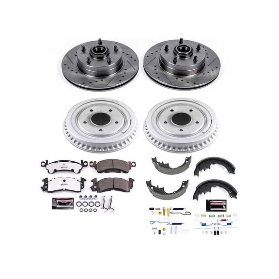 Front and Rear Brake Pad Rotor Shoe Drum Kit - Compatible with 1969 - 1972 Buick Skylark - Power Stop