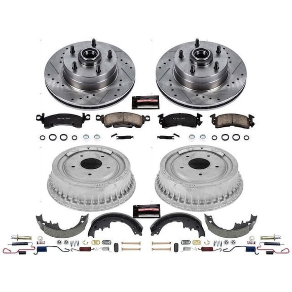 Front and Rear Brake Pad Rotor Shoe Drum Kit - Compatible with 1969 - 1974 Chevy Nova 1970 1971 1972 1973