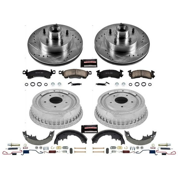 Front and Rear Brake Pad Rotor Shoe Drum Kit - Compatible with 1970 - 1974 Chevrolet Camaro - Power Stop