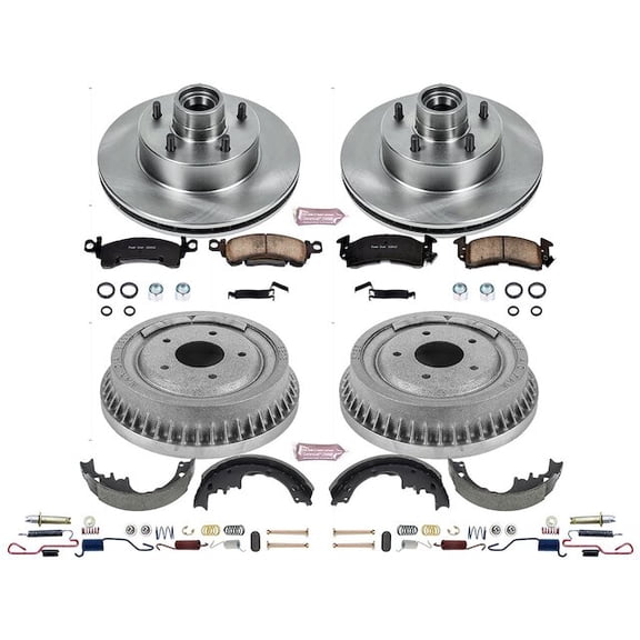 Front and Rear Brake Pad Rotor Shoe Drum Kit - Compatible with 1977 - 1978, 1981 Pontiac Catalina