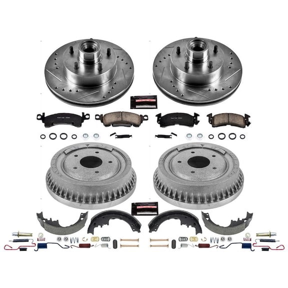 Front and Rear Brake Pad Rotor Shoe Drum Kit - Compatible with 1977 - 1978, 1981 Pontiac Catalina