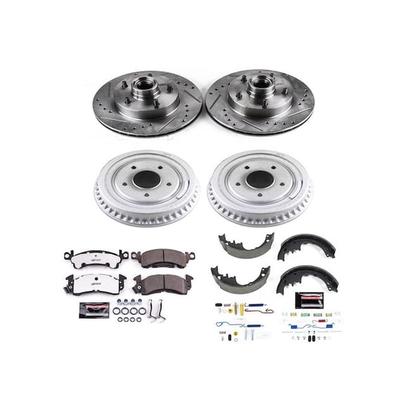 Front and Rear Brake Pad Rotor Shoe Drum Kit - Compatible with 1977 - 1978, 1981 Pontiac Catalina