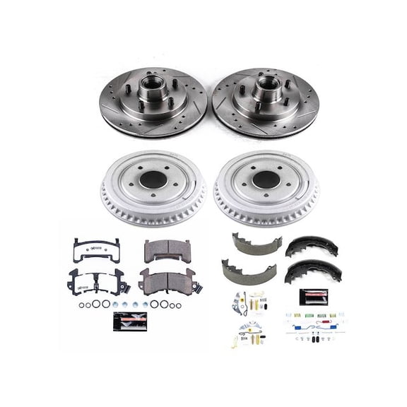 Front and Rear Brake Pad Rotor Shoe Drum Kit - Compatible with 1982 - 1983 Oldsmobile Cutlass Supreme