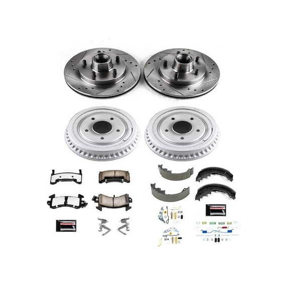 Front and Rear Brake Pad Rotor Shoe Drum Kit - Compatible with 1983 Chevrolet S10 Blazer RWD - Power Stop