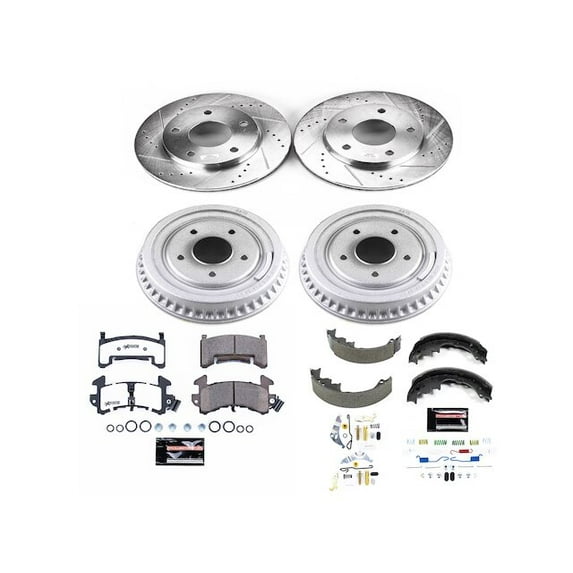Front and Rear Brake Pad Rotor Shoe Drum Kit - Compatible with 1983 GMC S15 4WD - Power Stop