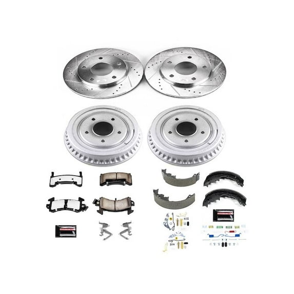 Front and Rear Brake Pad Rotor Shoe Drum Kit - Compatible with 1983 GMC S15 Jimmy 4WD - Power Stop