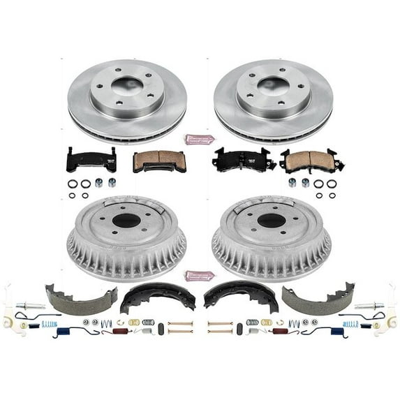 Front and Rear Brake Pad Rotor Shoe Drum Kit - Compatible with 1992 - 1994 Chevy S10 Blazer 4WD 1993