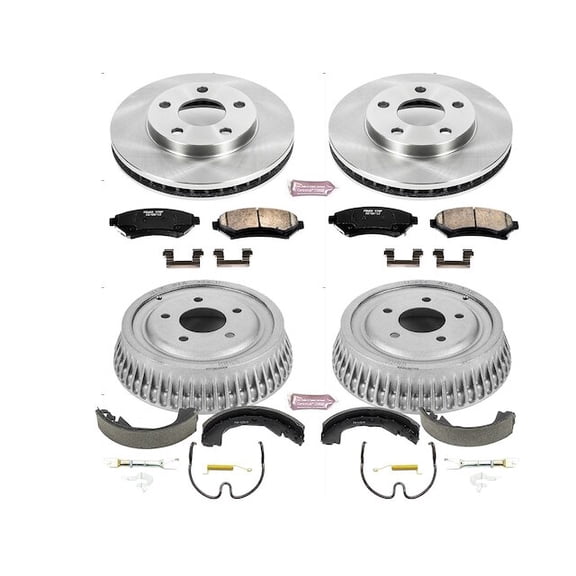 Front and Rear Brake Pad Rotor Shoe Drum Kit - Compatible with 1997 - 2001 Oldsmobile Silhouette 1998 1999 2000