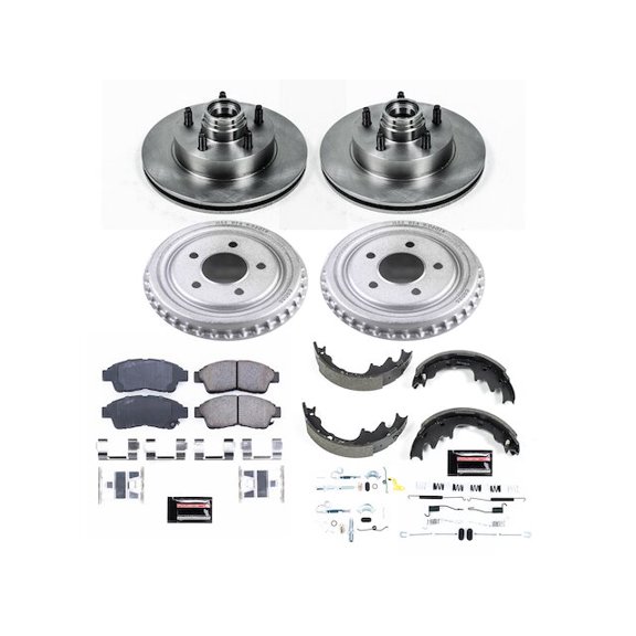 Front and Rear Brake Pad Rotor Shoe Drum Kit - Compatible with 1998 - 2000 Mazda B4000 RWD 1999