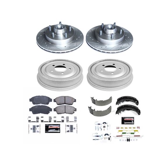 Front and Rear Brake Pad Rotor Shoe Drum Kit - Compatible with 1998 - 2000 Mazda B4000 RWD 1999