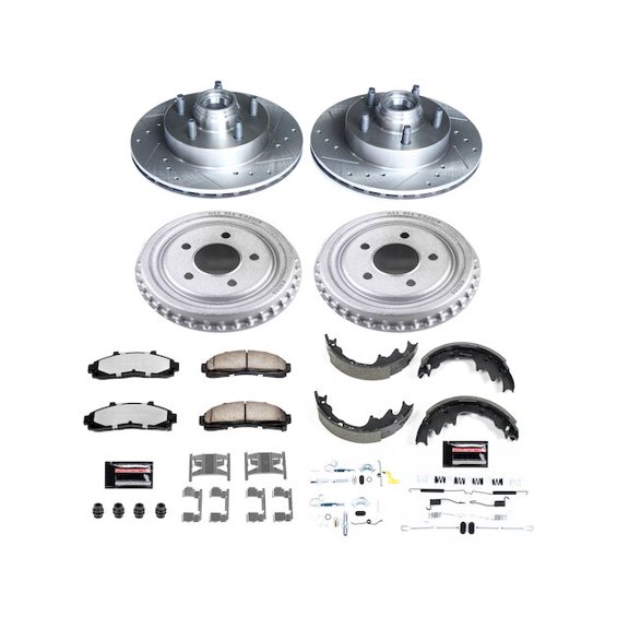 Front and Rear Brake Pad Rotor Shoe Drum Kit - Compatible with 1998 - 2000 Mazda B4000 RWD 1999