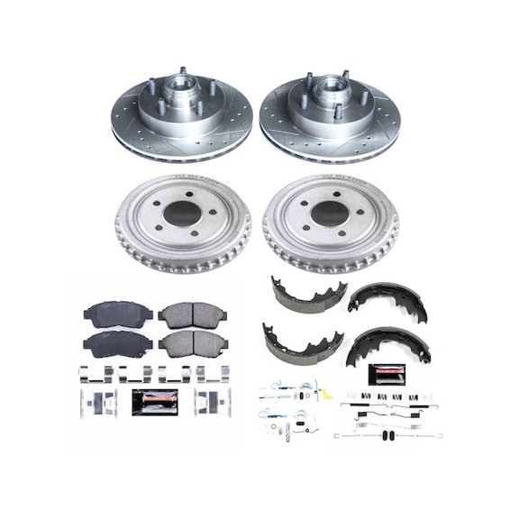 Front and Rear Brake Pad Rotor Shoe Drum Kit - Compatible with 1998 - 2000 Mazda B4000 RWD 1999