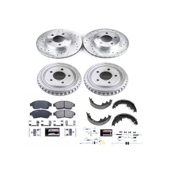 Front and Rear Brake Pad Rotor Shoe Drum Kit - Compatible with 1998 - 2002 Mazda B4000 4WD 1999 2000 2001