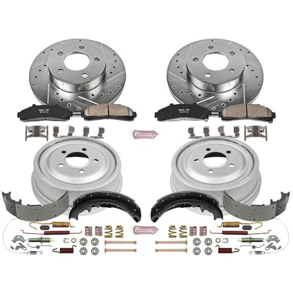 Front and Rear Brake Pad Rotor Shoe Drum Kit - Compatible with 1998 - 2002 Mazda B4000 4WD 1999 2000 2001