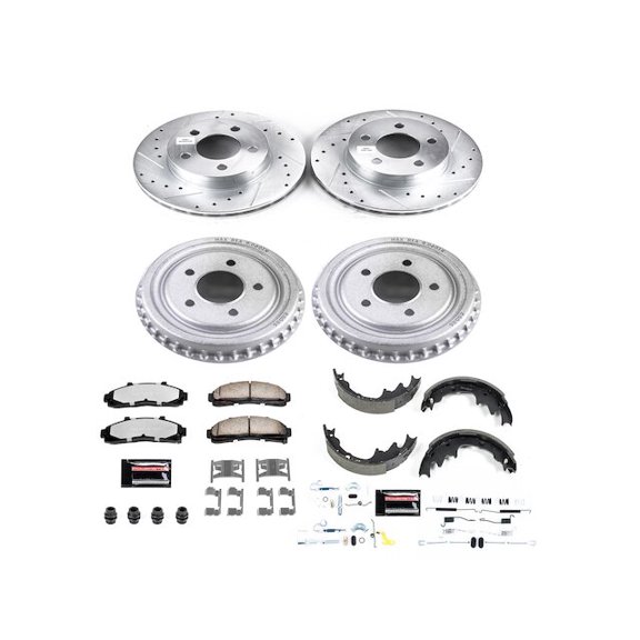 Front and Rear Brake Pad Rotor Shoe Drum Kit - Compatible with 1998 - 2002 Mazda B4000 4WD 1999 2000 2001