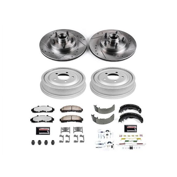 Front and Rear Brake Pad Rotor Shoe Drum Kit - Compatible with 1998 - 2002 Mazda B4000 RWD 1999 2000 2001