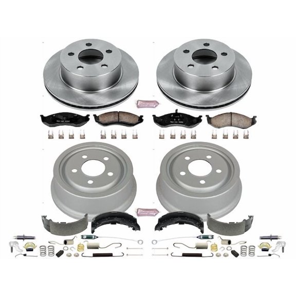 Front and Rear Brake Pad Rotor Shoe Drum Kit - Compatible with 1999 - 2001 Jeep Cherokee - Power Stop