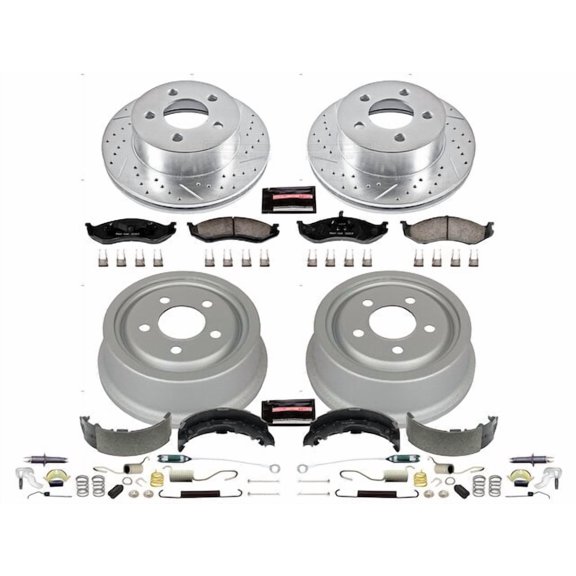 Front and Rear Brake Pad Rotor Shoe Drum Kit - Compatible with 1999 - 2001 Jeep Cherokee - Power Stop