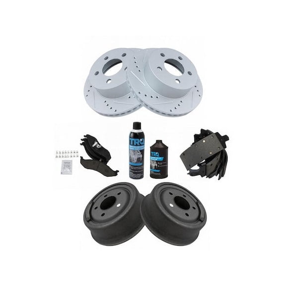 Front and Rear Brake Pad Rotor Shoe Drum Kit - Compatible with 1999 - 2001 Jeep Cherokee 2000