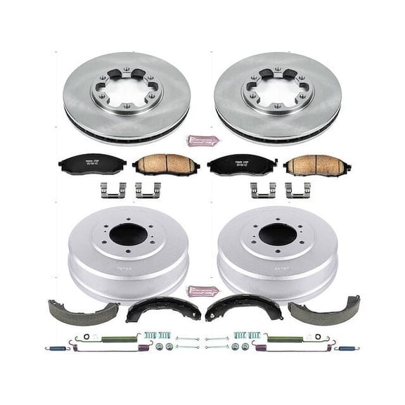 Front and Rear Brake Pad Rotor Shoe Drum Kit - Compatible with 2003 - 2004 Nissan Frontier 3.3L V6