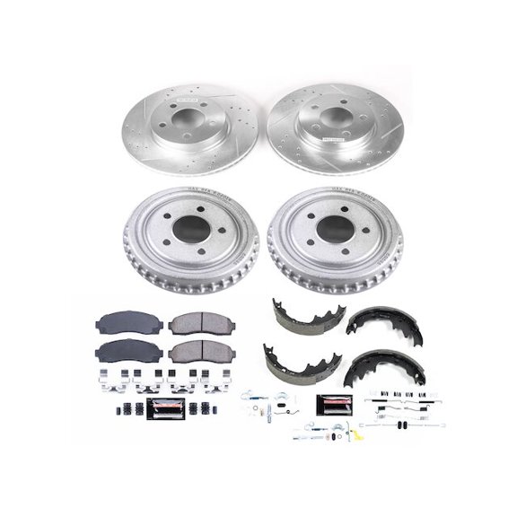 Front and Rear Brake Pad Rotor Shoe Drum Kit - Compatible with 2003 - 2009 Mazda B4000 4WD 2004 2005 2006 2007 2008
