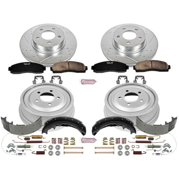 Front and Rear Brake Pad Rotor Shoe Drum Kit - Compatible with 2003 - 2009 Mazda B4000 4WD 2004 2005 2006 2007 2008