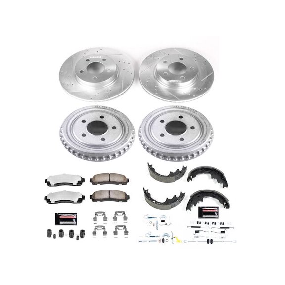Front and Rear Brake Pad Rotor Shoe Drum Kit - Compatible with 2003 - 2009 Mazda B4000 4WD 2004 2005 2006 2007 2008