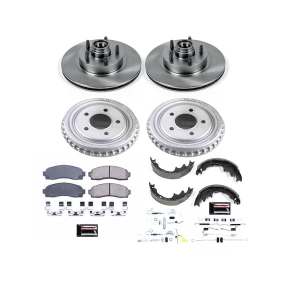 Front and Rear Brake Pad Rotor Shoe Drum Kit - Compatible with 2003 - 2009 Mazda B4000 RWD 2004 2005 2006 2007 2008
