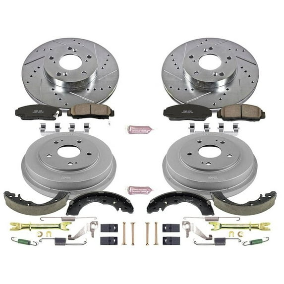 Front and Rear Brake Pad Rotor Shoe Drum Kit - Compatible with 2006 - 2011 Honda Civic GX 2007 2008 2009 2010
