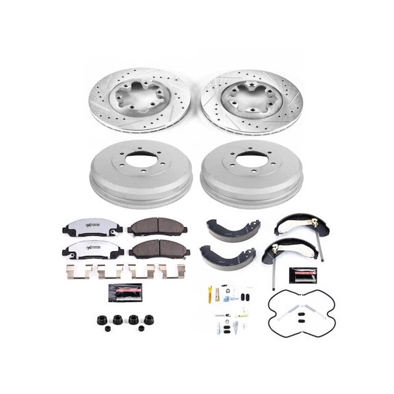 Front and Rear Brake Pad Rotor Shoe Drum Kit - Compatible with 2006 Isuzu i-280 - Power Stop