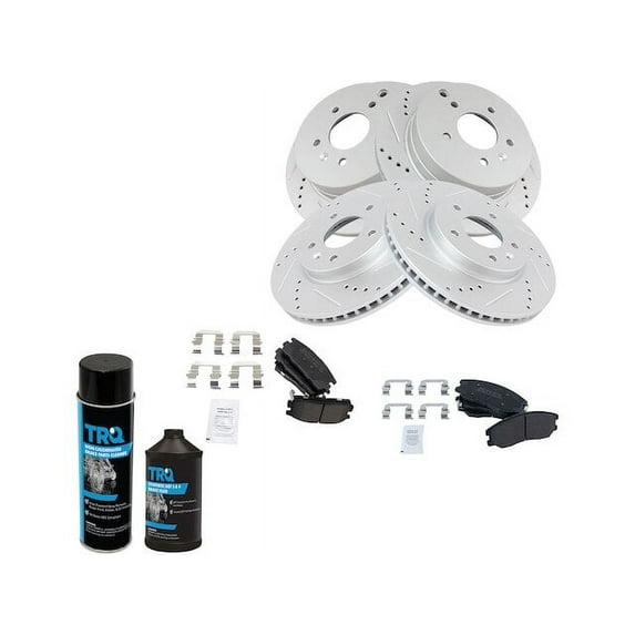 Front and Rear Brake Pad Rotor Shoe Drum Kit - Compatible with 2007 - 2012 Nissan Versa 2008 2009 2010 2011