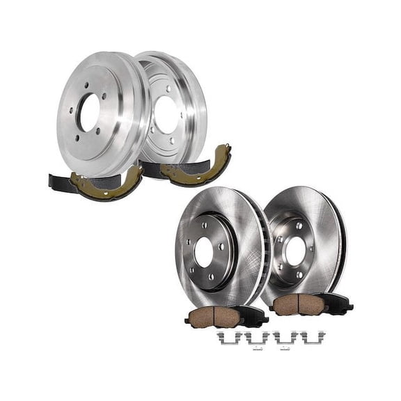 Front and Rear Brake Pad Rotor Shoe Drum Kit - Compatible with 2008 - 2009 Dodge Avenger