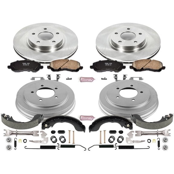 Front and Rear Brake Pad Rotor Shoe Drum Kit - Compatible with 2008 - 2009 Dodge Avenger