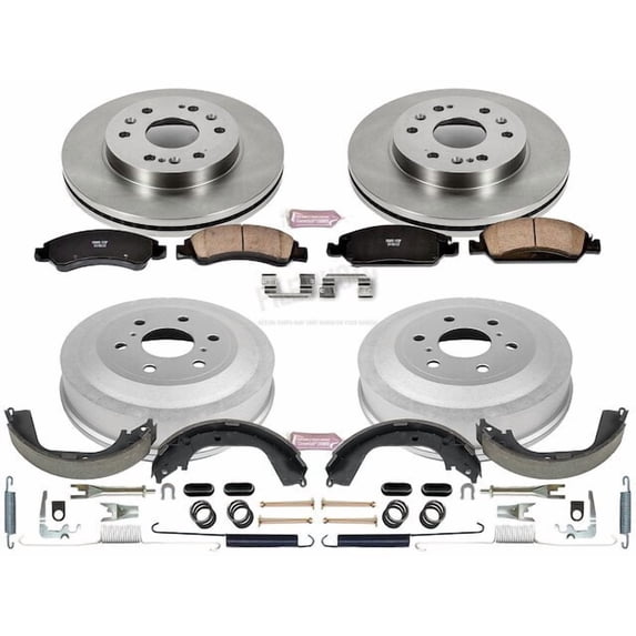 Front and Rear Brake Pad Rotor Shoe Drum Kit - Compatible with 2009 - 2013 Chevrolet Silverado 1500 - Power Stop
