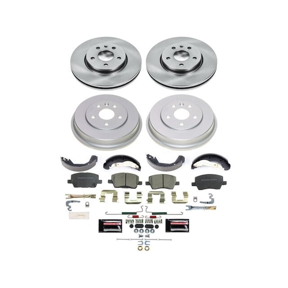 Front and Rear Brake Pad Rotor Shoe Drum Kit - Compatible with 2018 - 2020 Chevy Sonic 2019