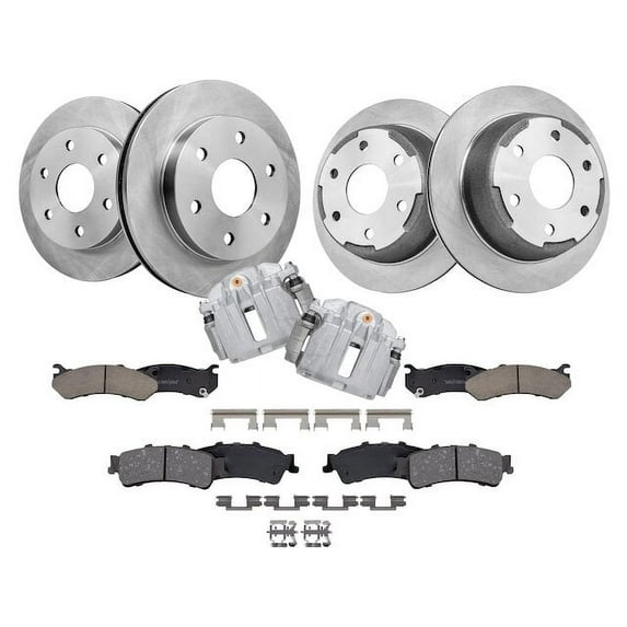 Front and Rear Brake Pad Rotor and Caliper Set - Compatible with 1999 - 2002 Chevy Silverado 1500 2000 2001