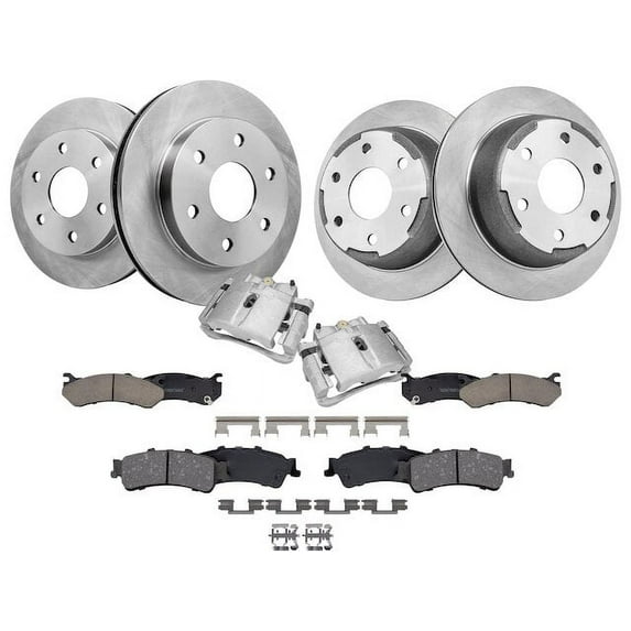 Front and Rear Brake Pad Rotor and Caliper Set - Compatible with 1999 - 2006 Chevy Silverado 1500 2000 2001 2002 2003 2004 2005