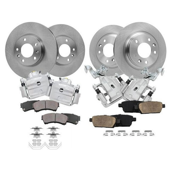 Front and Rear Brake Pad Rotor and Caliper Set - Compatible with 2006 Lincoln Zephyr