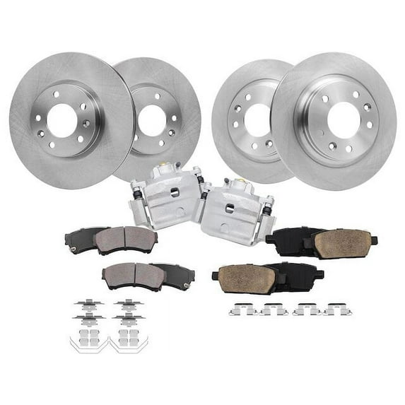 Front and Rear Brake Pad Rotor and Caliper Set - Compatible with 2006 Lincoln Zephyr