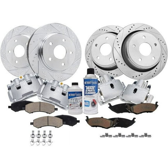 Front and Rear Brake Pad Rotor and Caliper Set - Compatible with 2007 - 2009 Dodge Durango 2008
