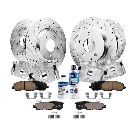Front and Rear Brake Pad Rotor and Caliper Set - Compatible with 2007 - 2010 Chrysler Sebring 2008 2009