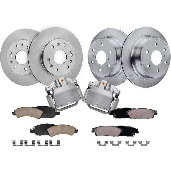 Front and Rear Brake Pad Rotor and Caliper Set - Compatible with 2008 - 2013 Cadillac Escalade EXT 2009 2010 2011 2012
