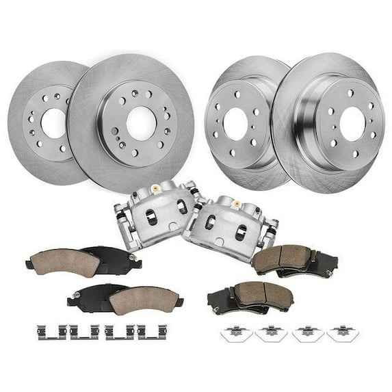 Front and Rear Brake Pad Rotor and Caliper Set - Compatible with 2008 - 2013 Chevy Avalanche 2009 2010 2011 2012