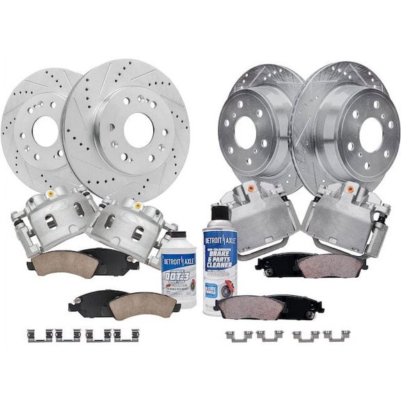Front and Rear Brake Pad Rotor and Caliper Set - Compatible with 2008 - 2014 GMC Yukon 2009 2010 2011 2012 2013