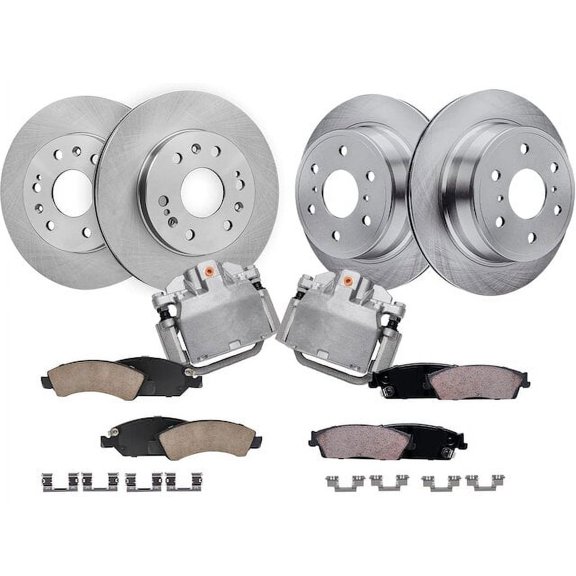 Front and Rear Brake Pad Rotor and Caliper Set - Compatible with 2008 - 2014 GMC Yukon XL 1500 2009 2010 2011 2012 2013