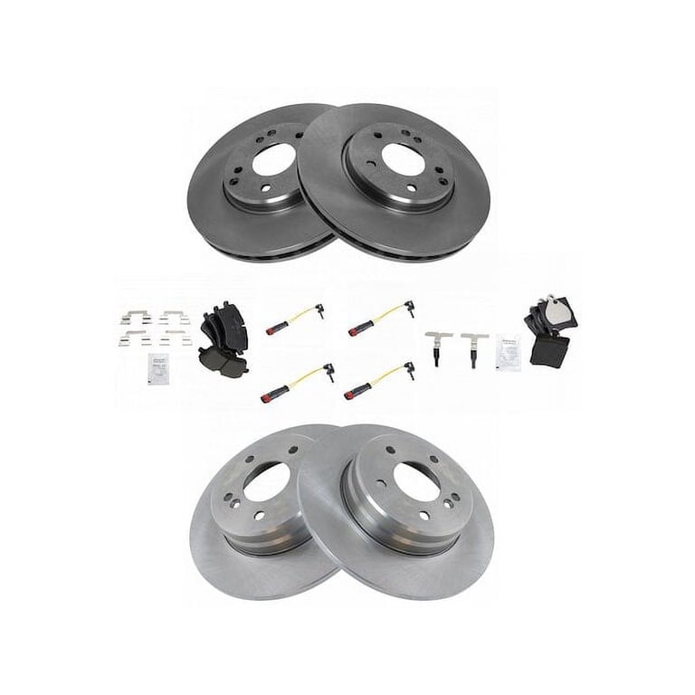 Front and Rear Brake Pad Rotor and Wear Sensor Kit - Compatible with 2001 - 2002 Mercedes-Benz S500
