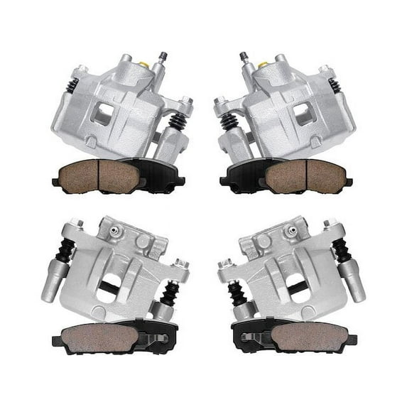 Front and Rear Brake Pad and Caliper Kit - Compatible with 2007 - 2010 Chrysler Sebring 2008 2009