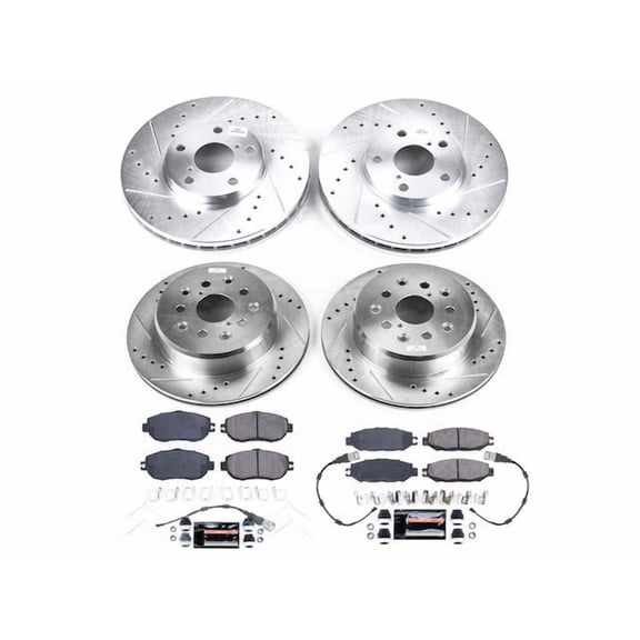 Front and Rear Brake Pad and Rotor Kit - Compatible with 1993 - 1994 Lexus LS400 - Power Stop