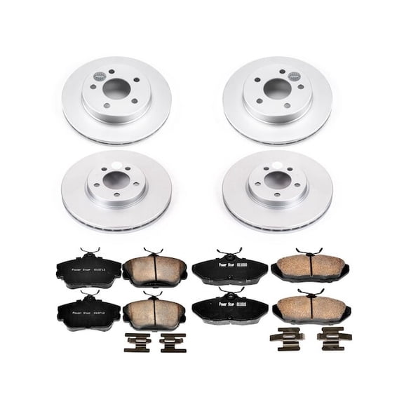 Front and Rear Brake Pad and Rotor Kit - Compatible with 1993 - 1998 Lincoln Mark VIII 1994 1995 1996 1997